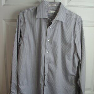 Kenneth Cole Men Long Sleeve Dress Shirt 16 34/35 Slim Fit Non-Iron 100% Cotton